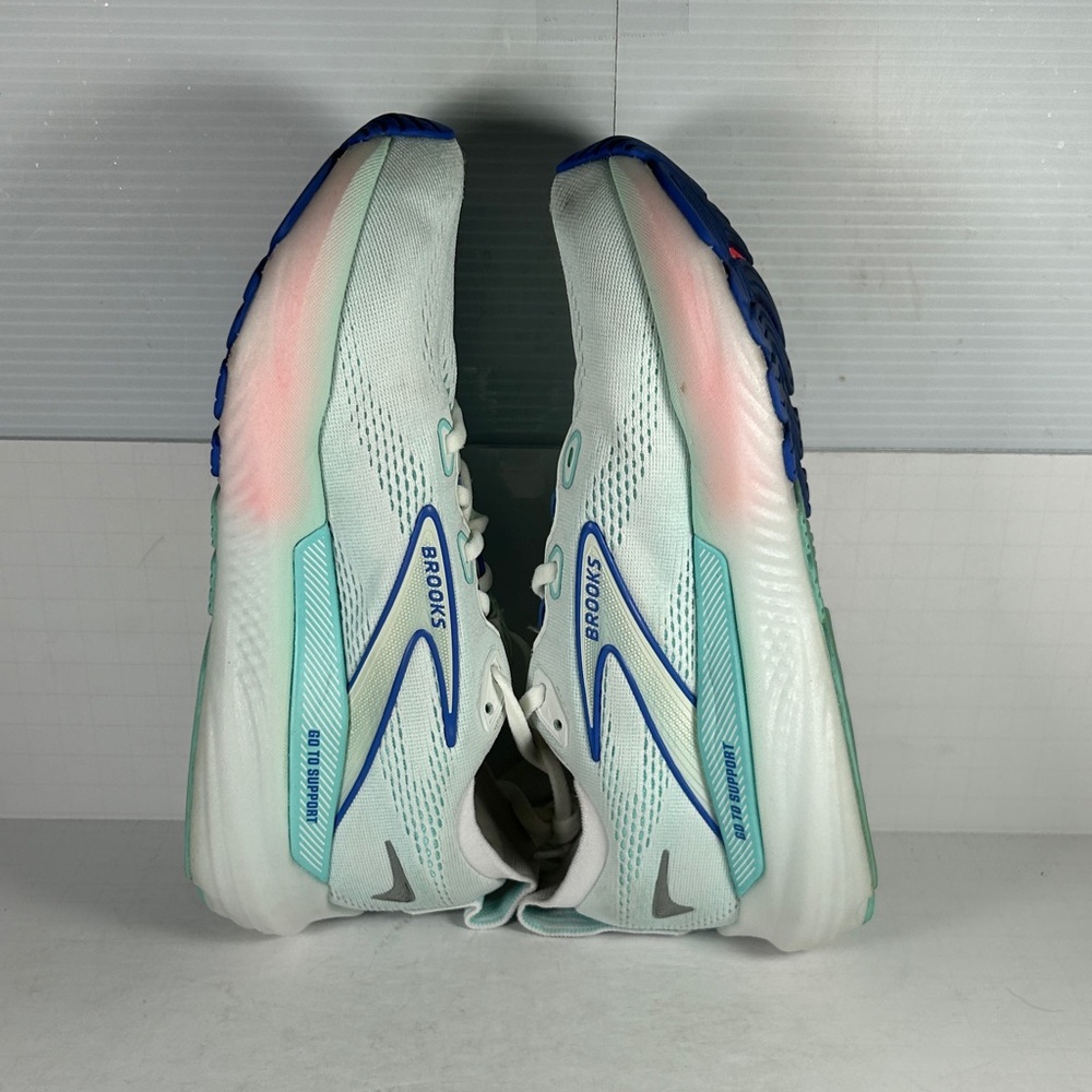 Brooks  Glycerin 22 Women's 7D wide shoe Athletic Shoes - White and Blue B1 - Picture 6 of 9